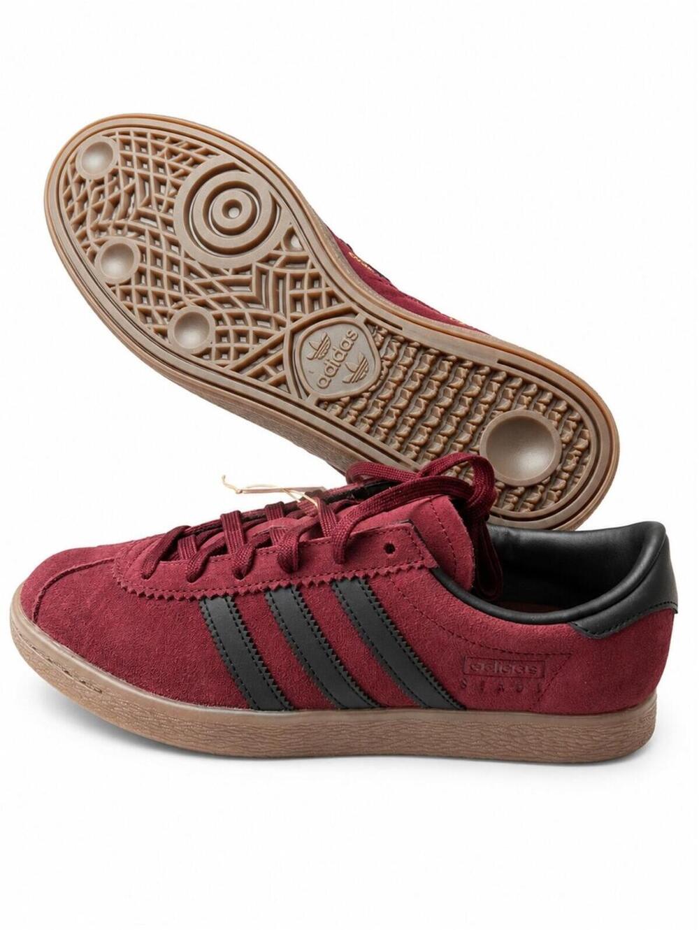 Adidas Suede Burgundy Sneakers with Black Stripes